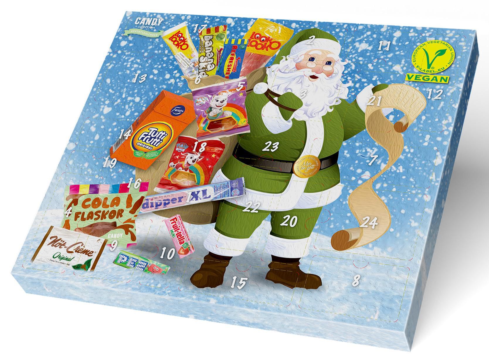HULTÉN Godis Julkalender Vegan 1-24 luckor 358g, st