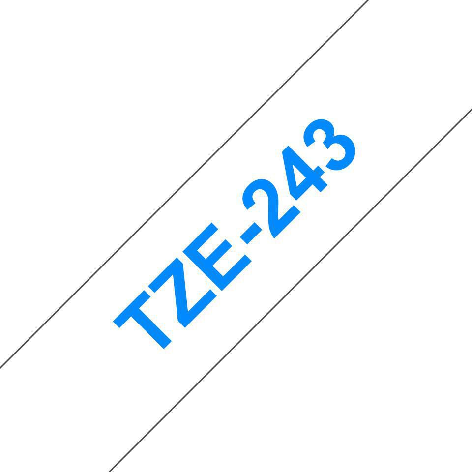 Brother Tape TZE243 18mm blå på vit