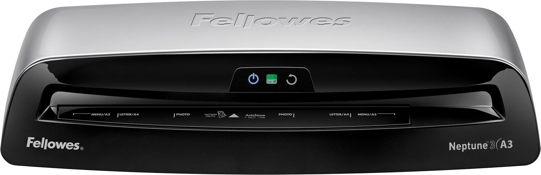 Fellowes Lamineringsmaskin Neptune 3 A3, termisk och kall laminator, silver/svart, 2 x 175 µ