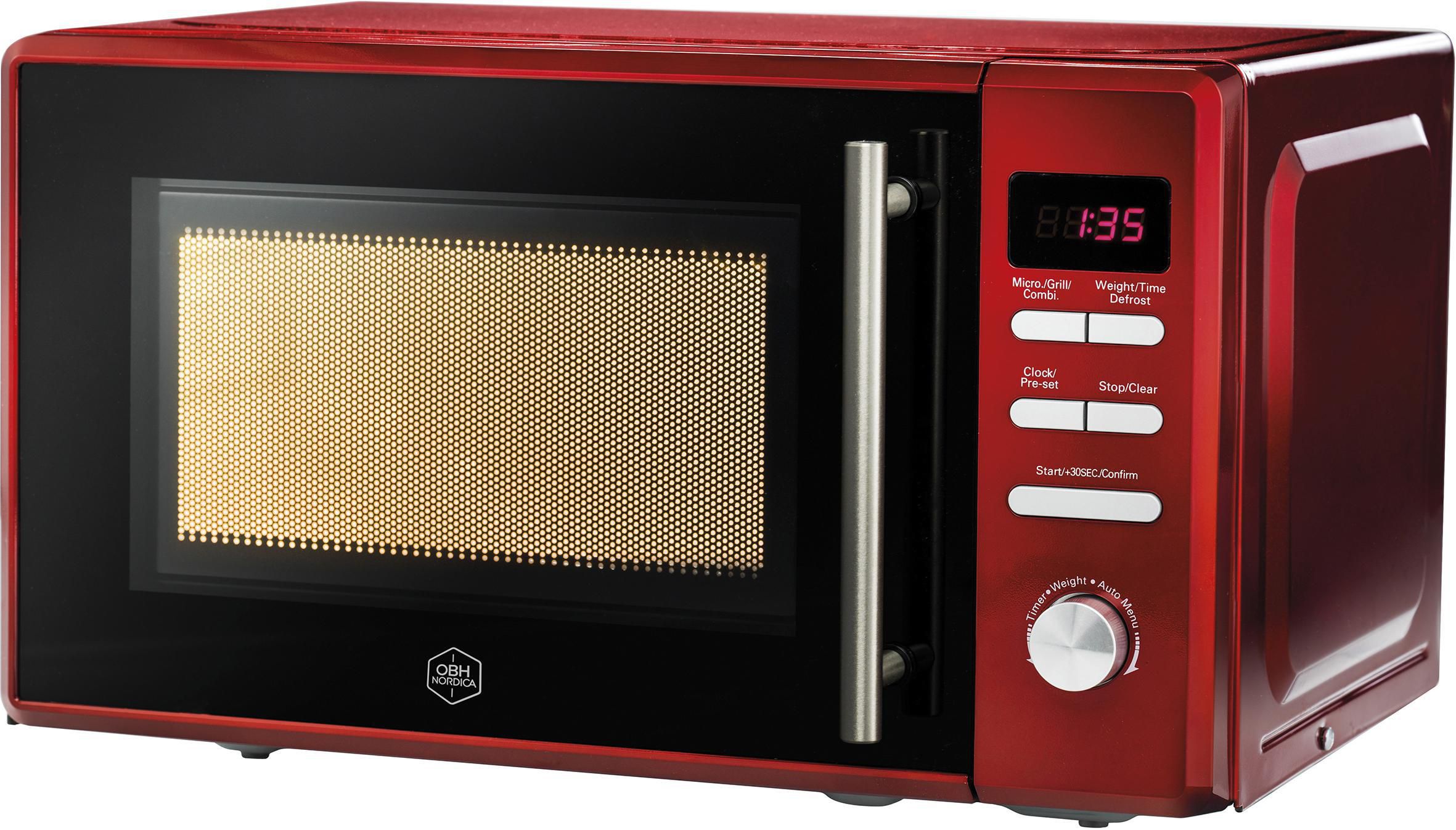 Produktfoto för OBH NORDICA Mikrovågsugn med grillfunktion, Vega 7541, 700 W, 20 l, 44 x 36 x 26 cm, Chili-röd