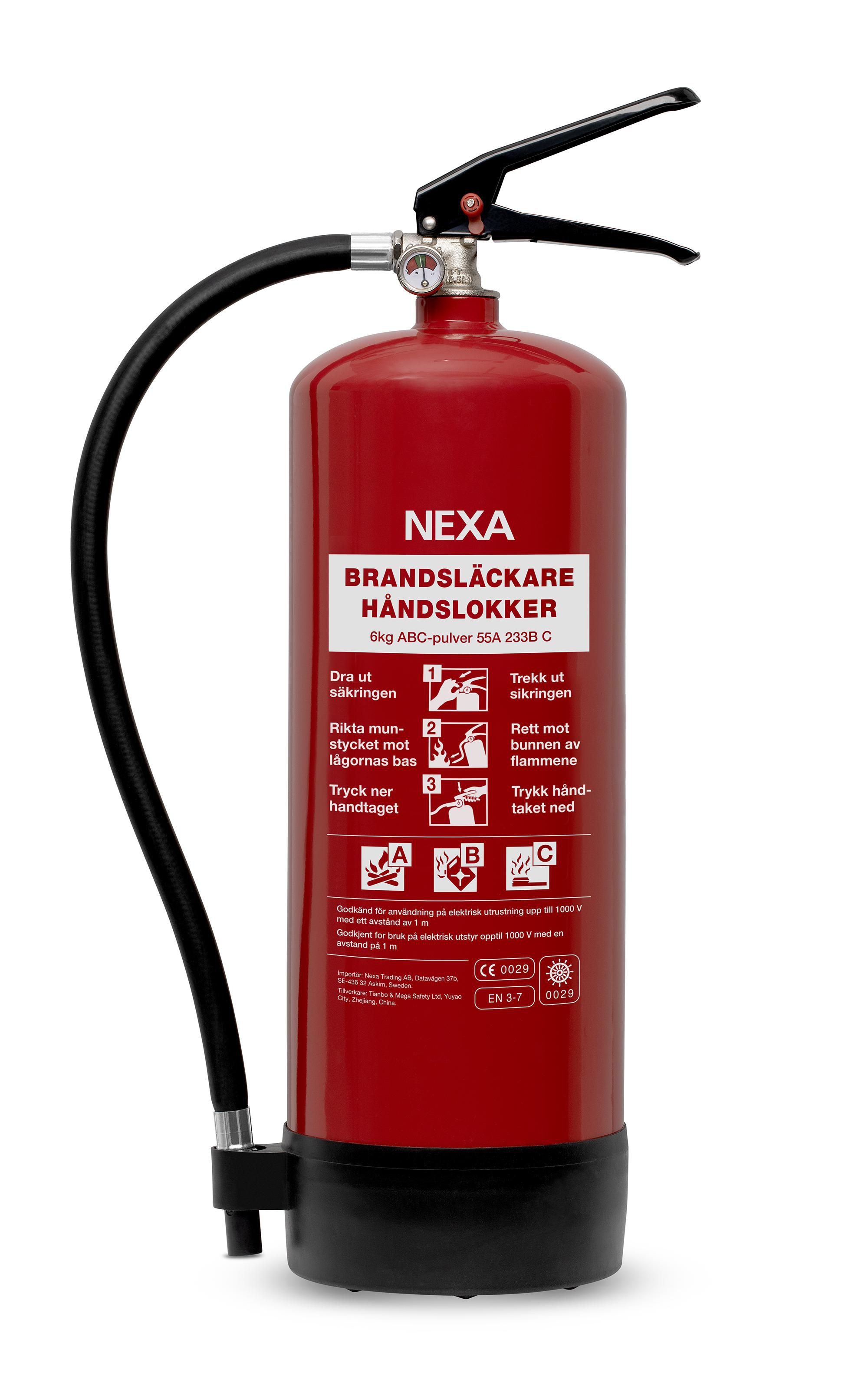 Produktfoto för Nexa brandsläckare, röd, 6kg, pulver, 55A