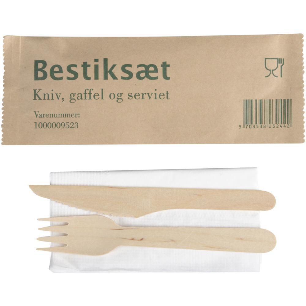 Produktfoto för ABENA Besticksset trä med servett