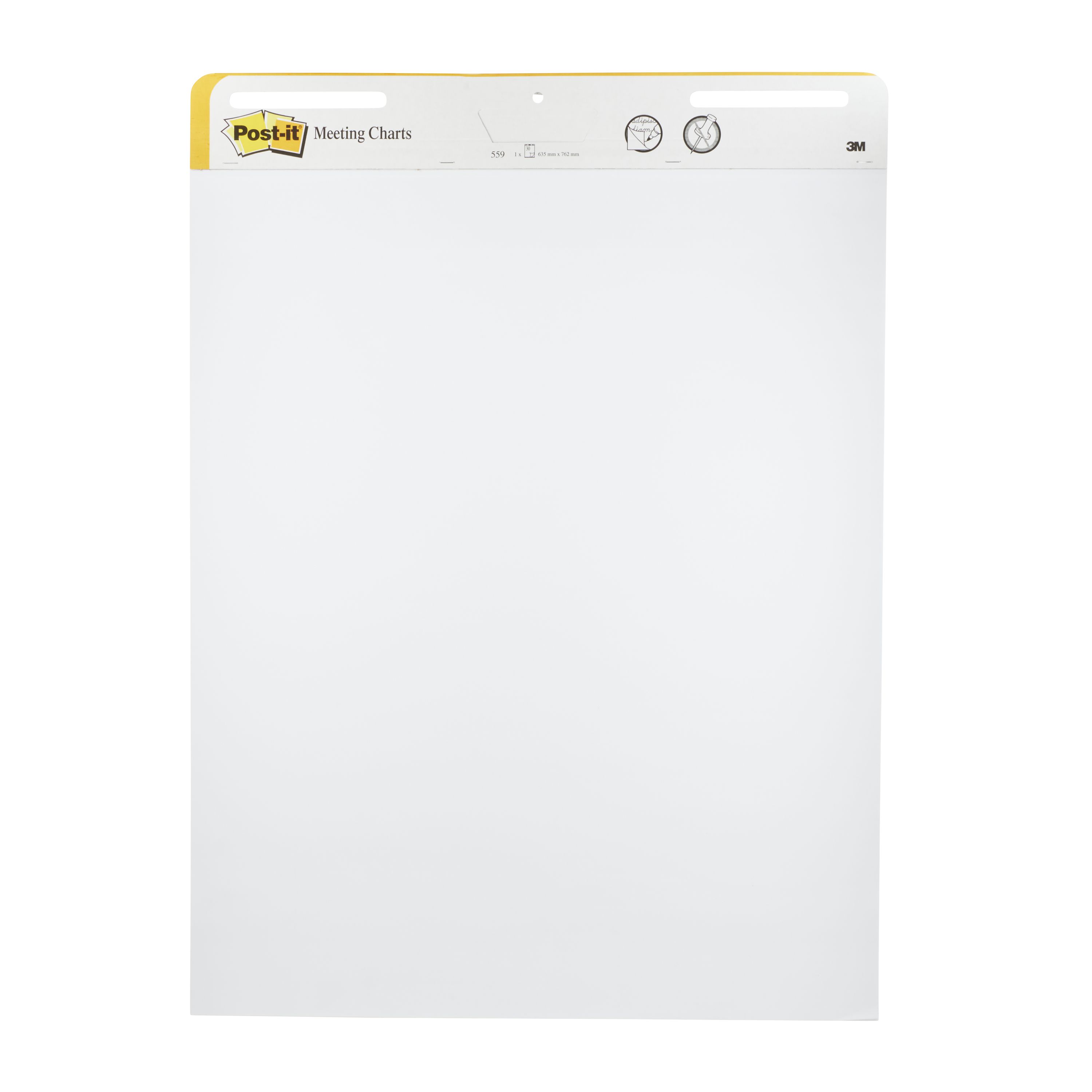 Produktfoto för Post-it® Super Sticky blädderblock för staffli, 559, 635 x 775 mm, 30 blad, vitt