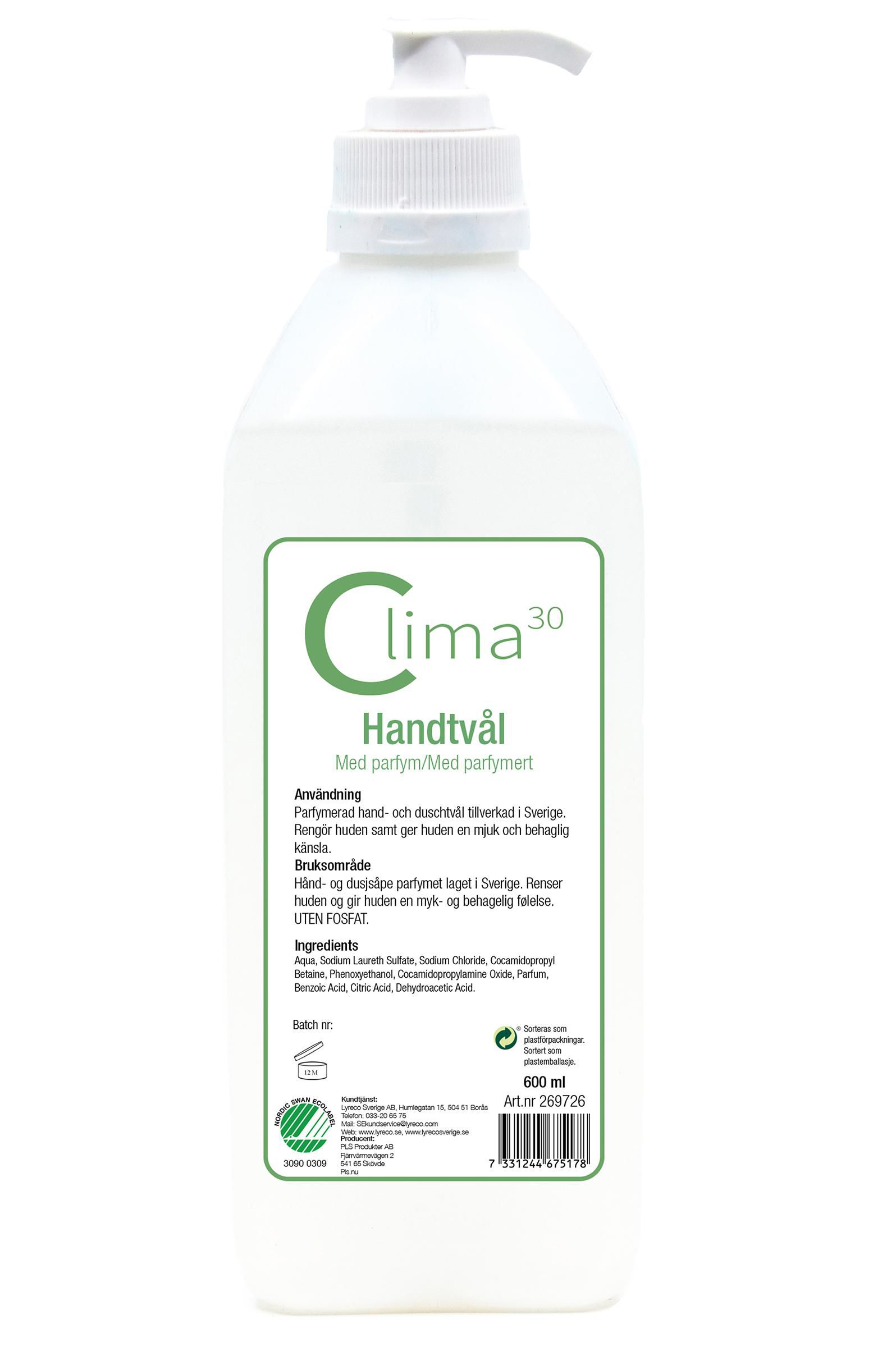 CLIMA30 Handtvål med pump parfymerad 600ml