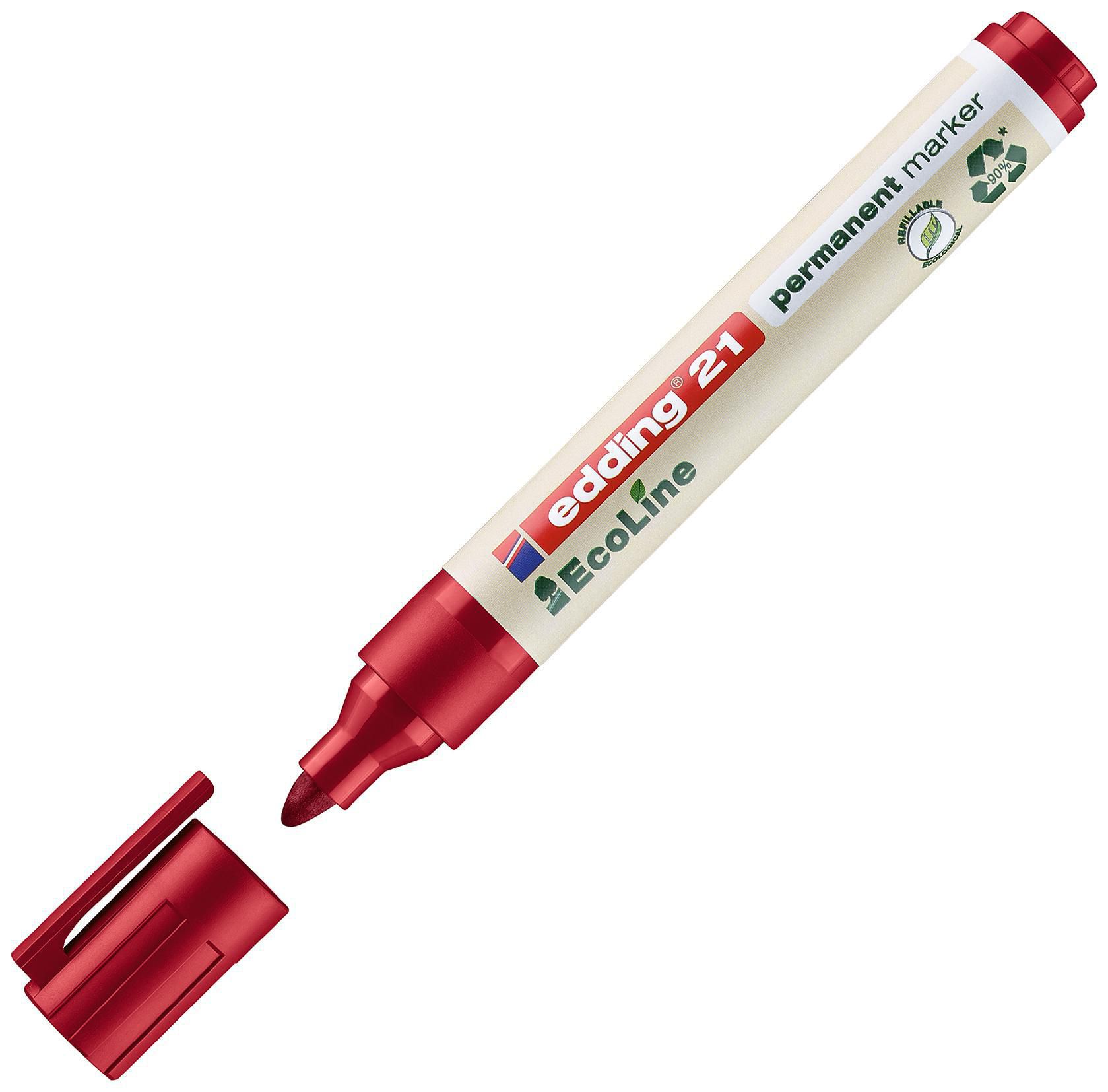 edding Märkpenna permanent EcoLine 21, 1,5 - 3 mm, olika färger, 4-pack