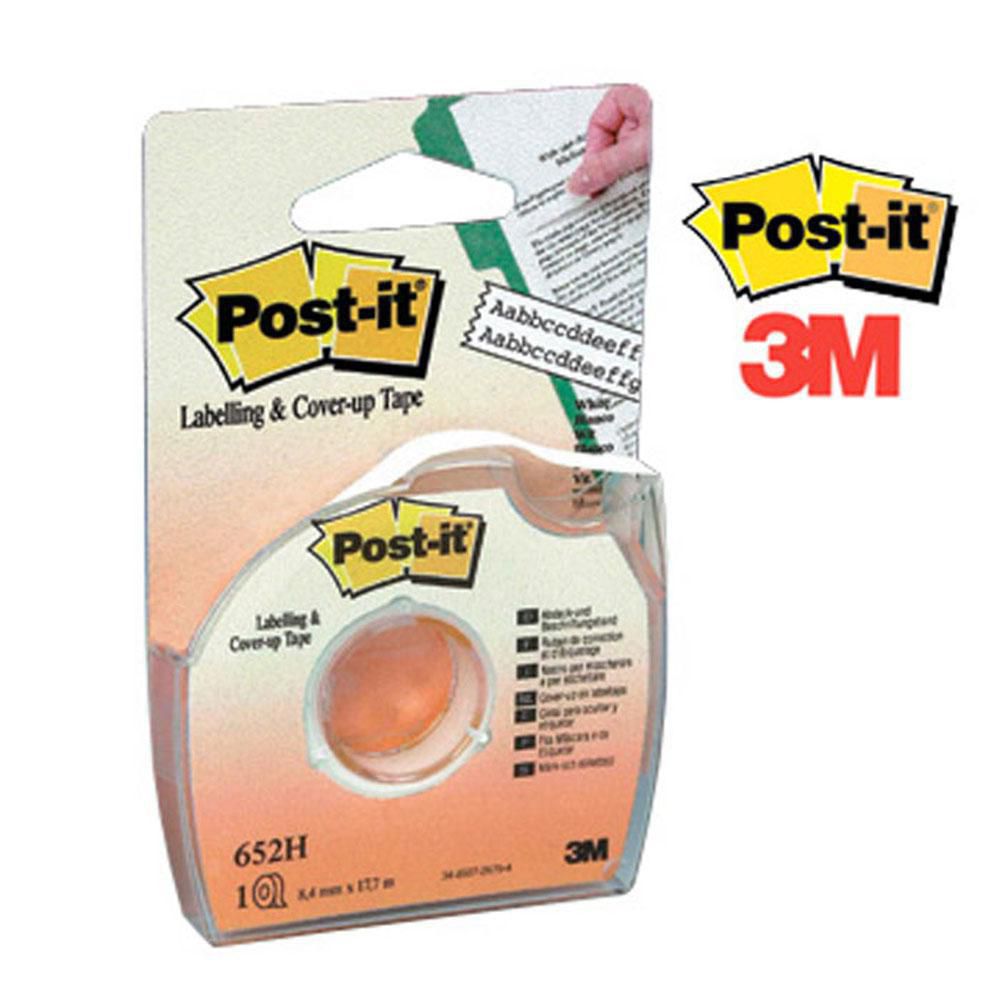 Produktfoto för Post-it® Märk- och täcktejp 652H, 8,4 mm x 17,7 m, med handhållare