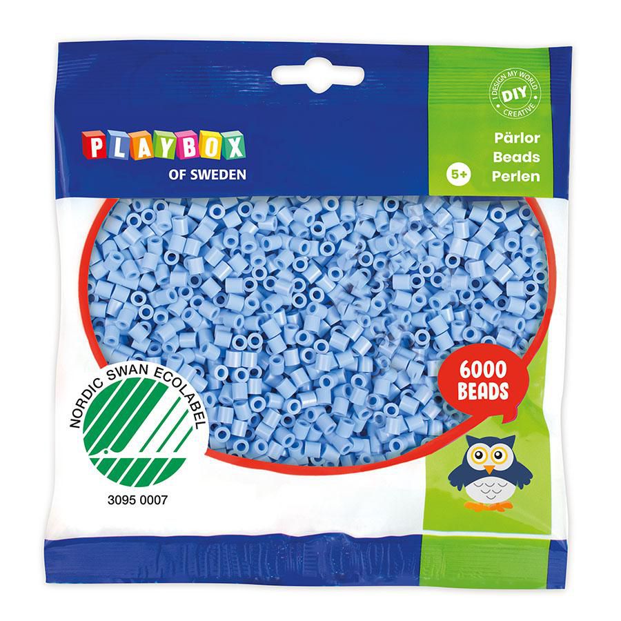 PLAYBOX Rörpärlor pastellblå 6000/fp