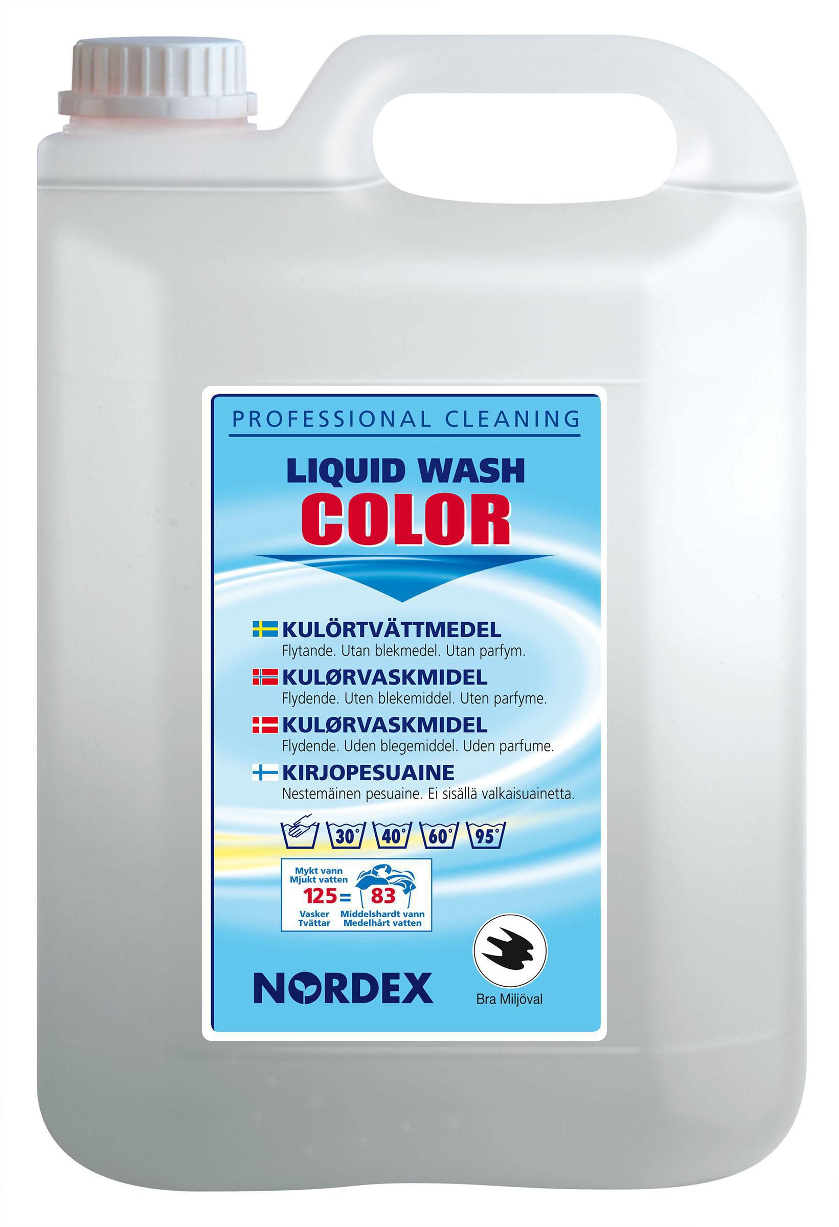 NORDEX Tvättmedel Liquid Wash Colour för professionellt bruk,flytande, färg, utan parfym, 5L