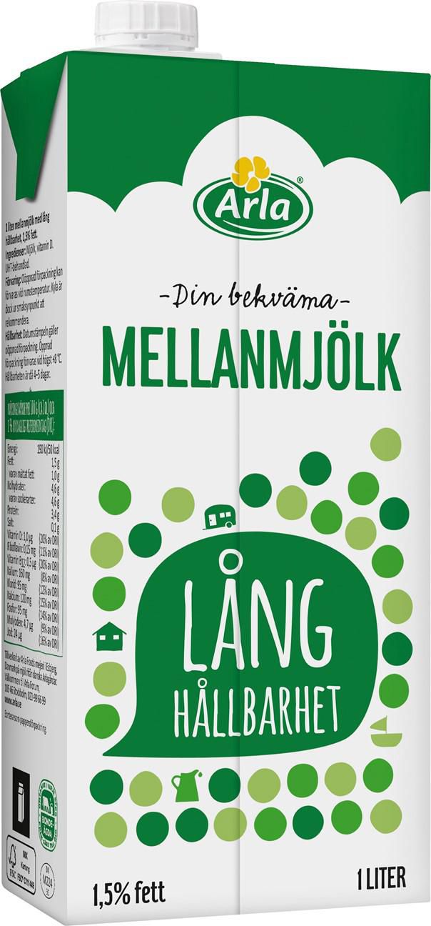 Arla Mjölk mellan lång hållbarhet 1L 1,5%