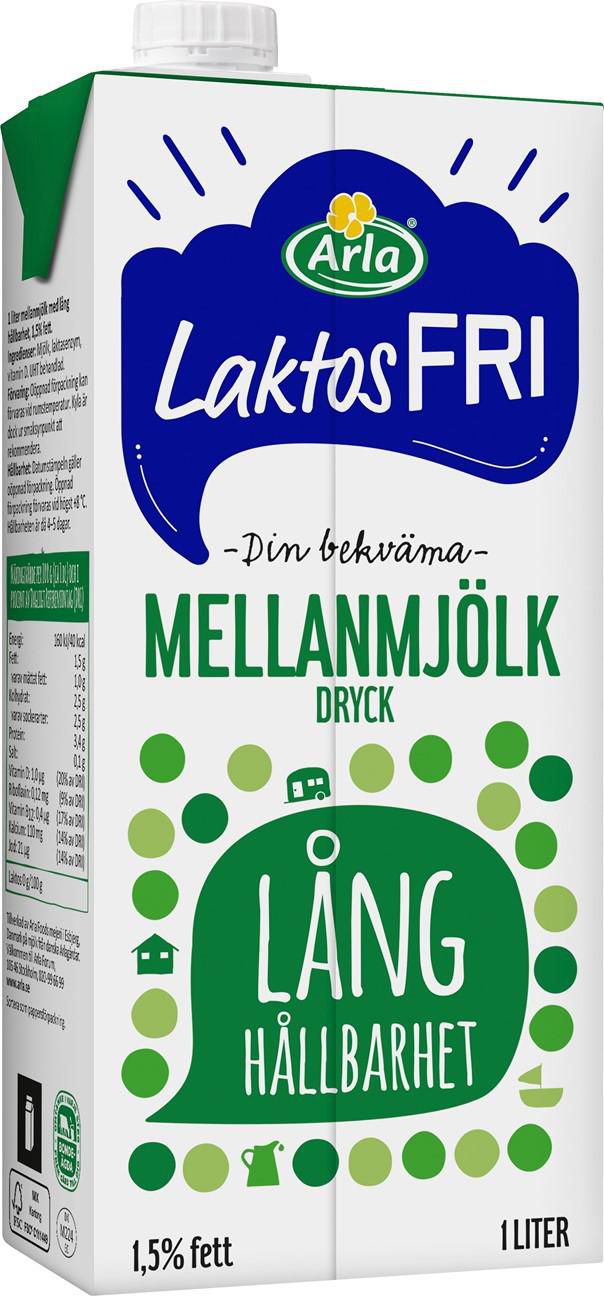 Arla Mjölk m. laktosf. lång håll. 1L 1,5%