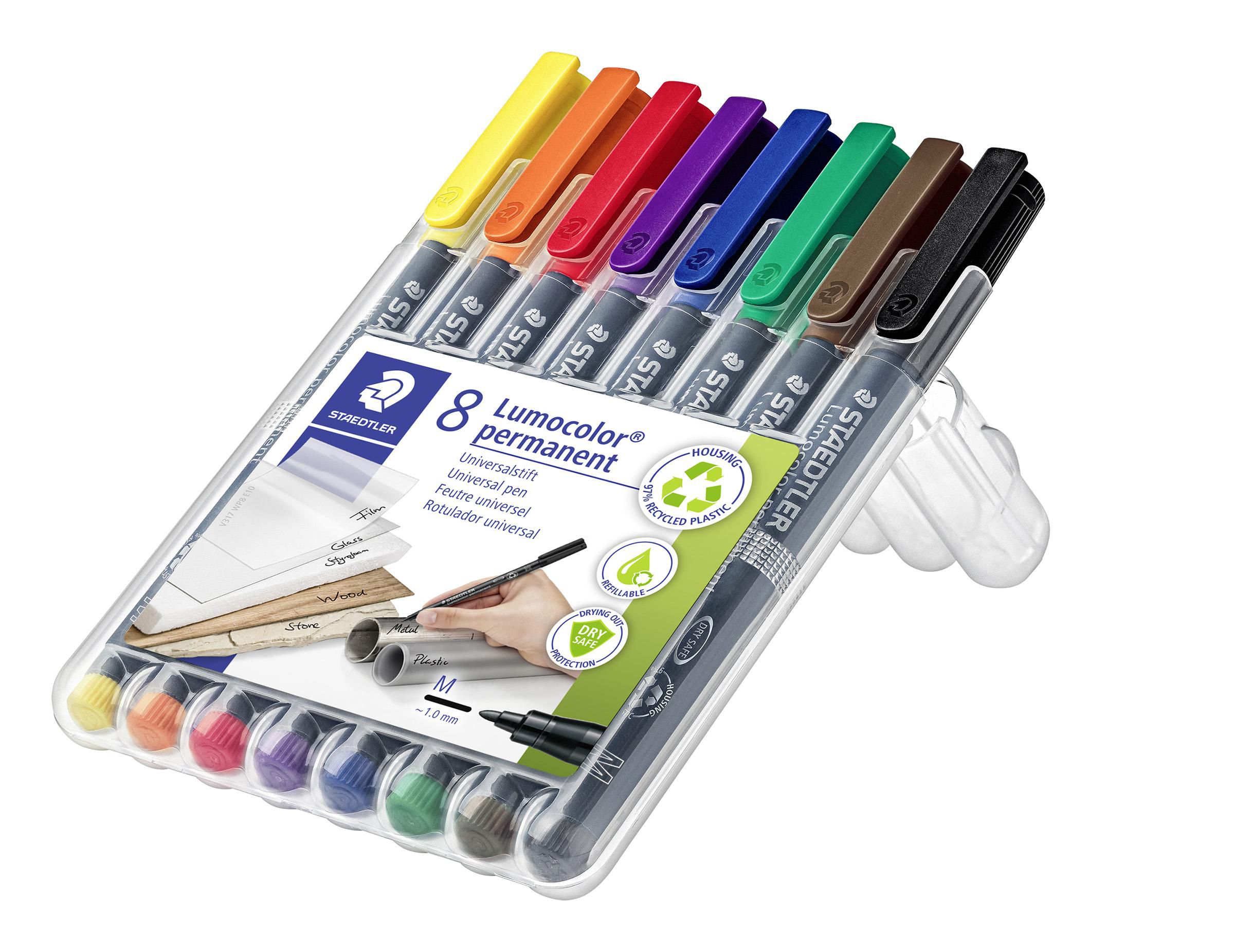 STAEDTLER Lumocolor Lumocolor® 317 permanent märkpenna mediumspets 1 mm linjebredd olika färger 8/fp