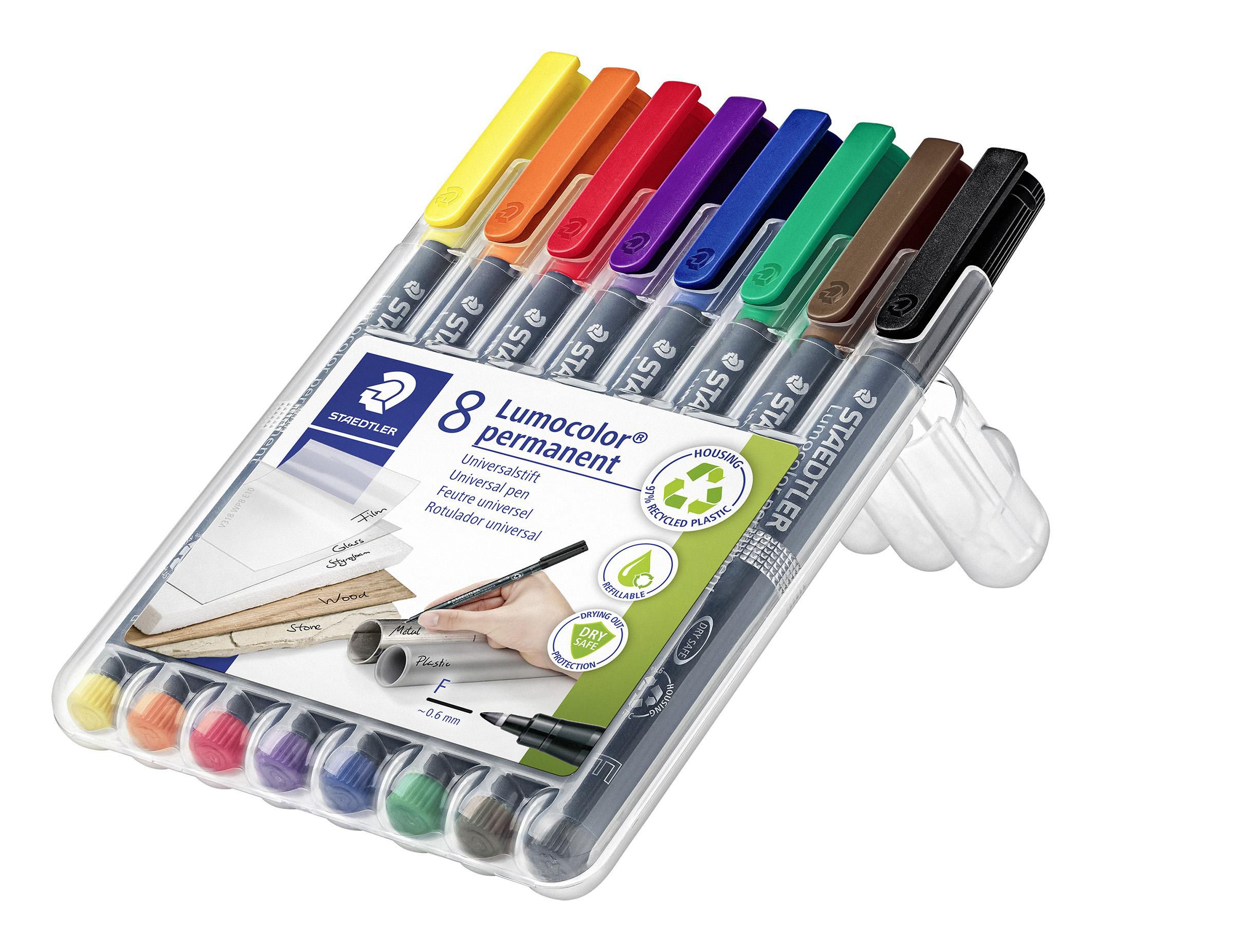 STAEDTLER Lumocolor Lumocolor® 318 permanent märkpenna tunn spets 0,6 mm linjebredd olika färger 8/fp