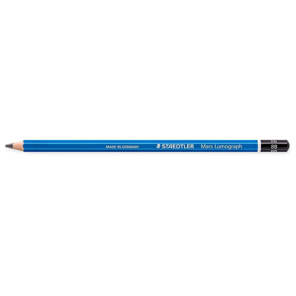 Produktfoto för Staedtler Mars Grafitpenna, Lumograph 100, 8B-stift, sexkantig pennkropp, blå