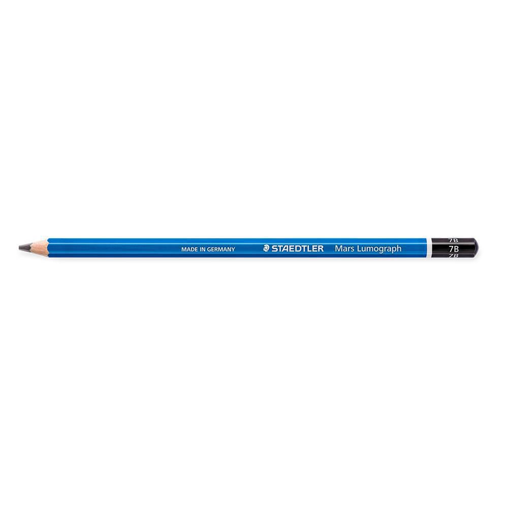 Produktfoto för Staedtler Mars Grafitpenna, Lumograph 100, 7B-stift, sexkantig pennkropp, blå