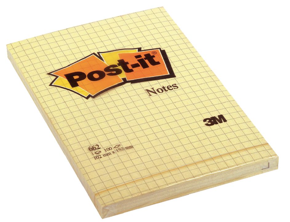 Post-It® Memoblock Post-It Rutat 102X152 Gul
