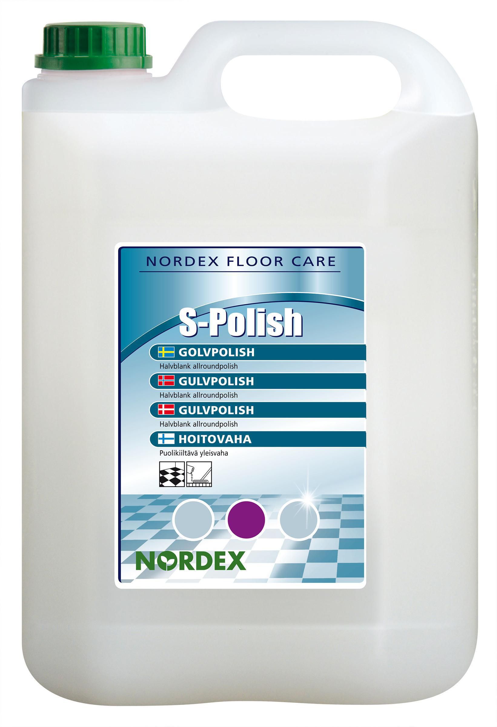 NORDEX Golvpolish S-Polish för linoleum-, plast- och stengolv, 5 l