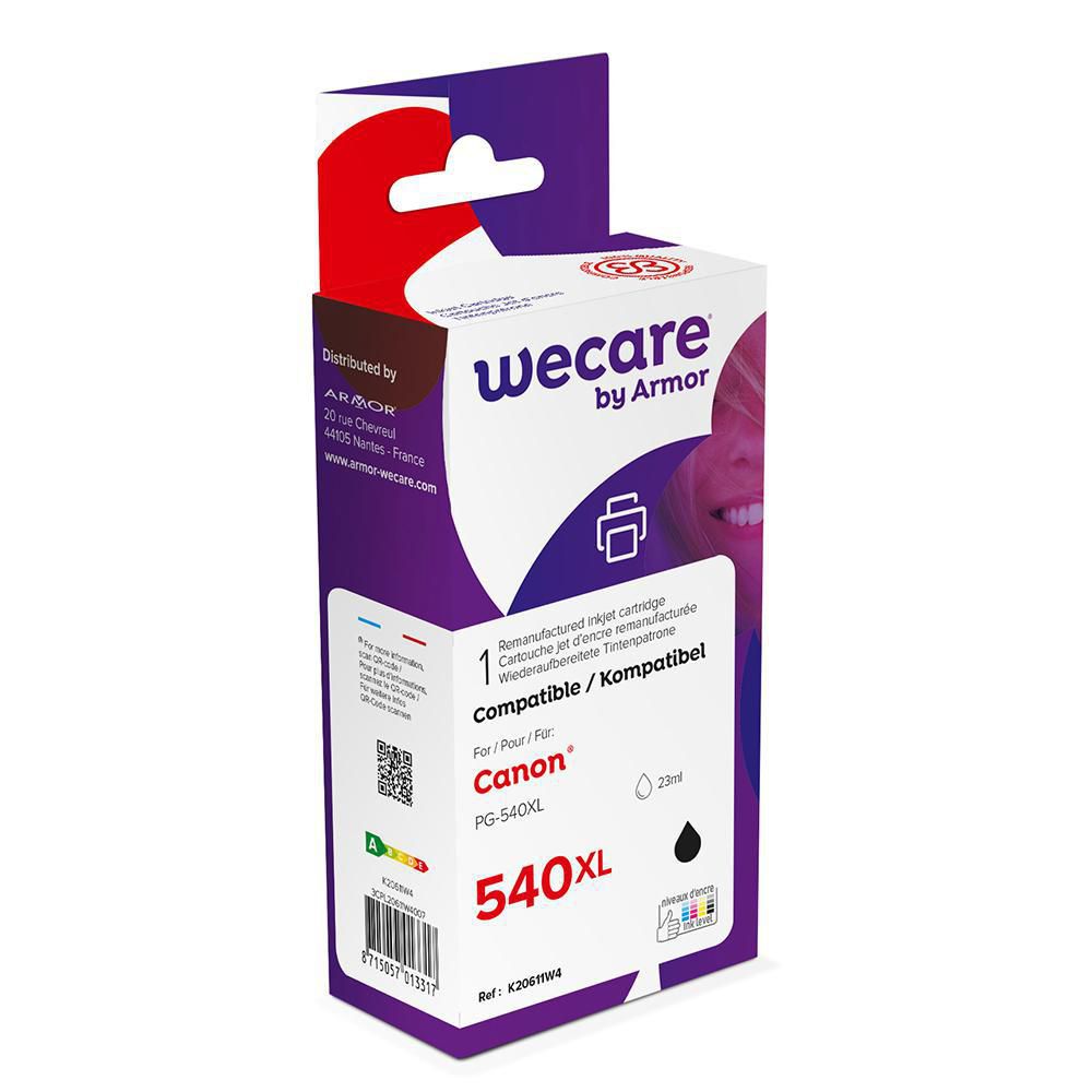 Wecare Bläckstrålepatron, Canon PG-540XL, svart