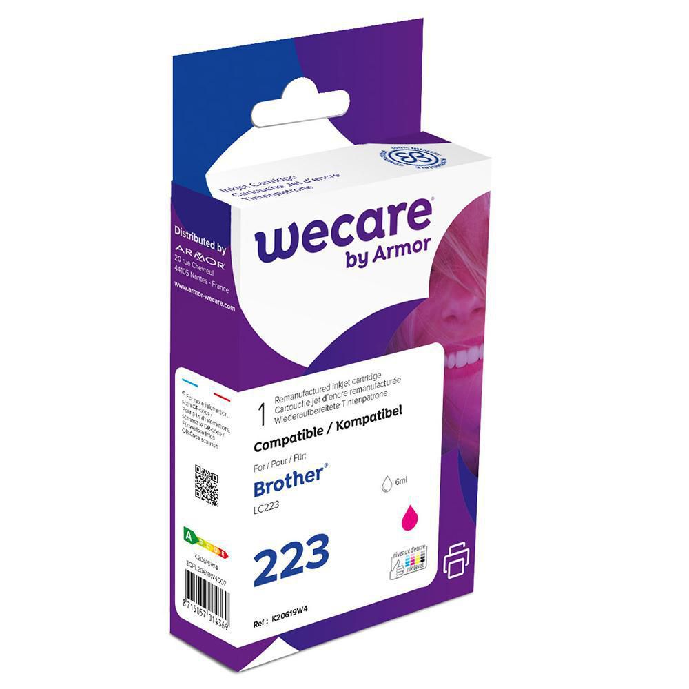 Wecare Återanvänd bläckpatron kompatibel med  BROTHER LC223 M, LC223 M, Magenta singelpack