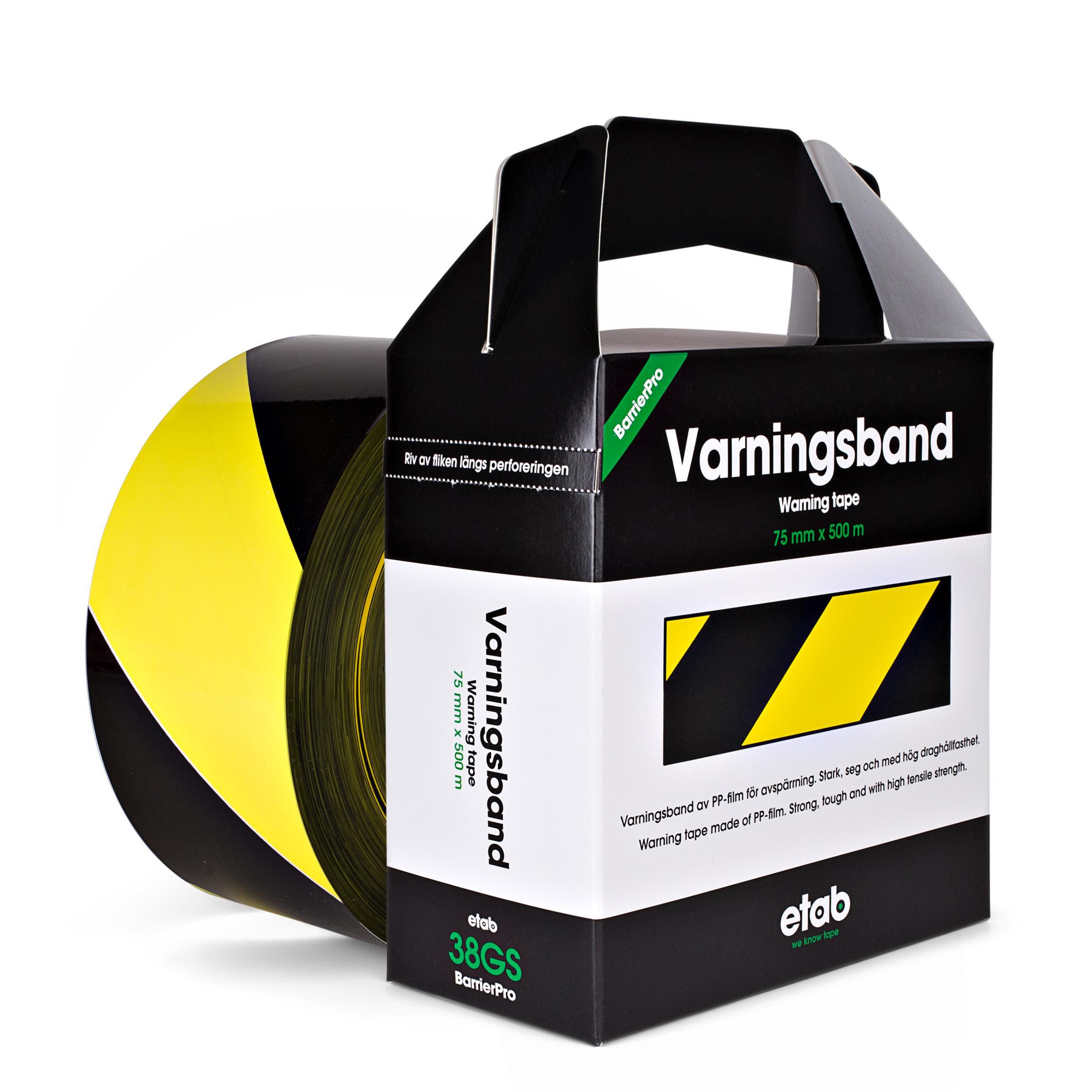 ETAB Avgränsningsband 38GS 75mmx500m gul/svart