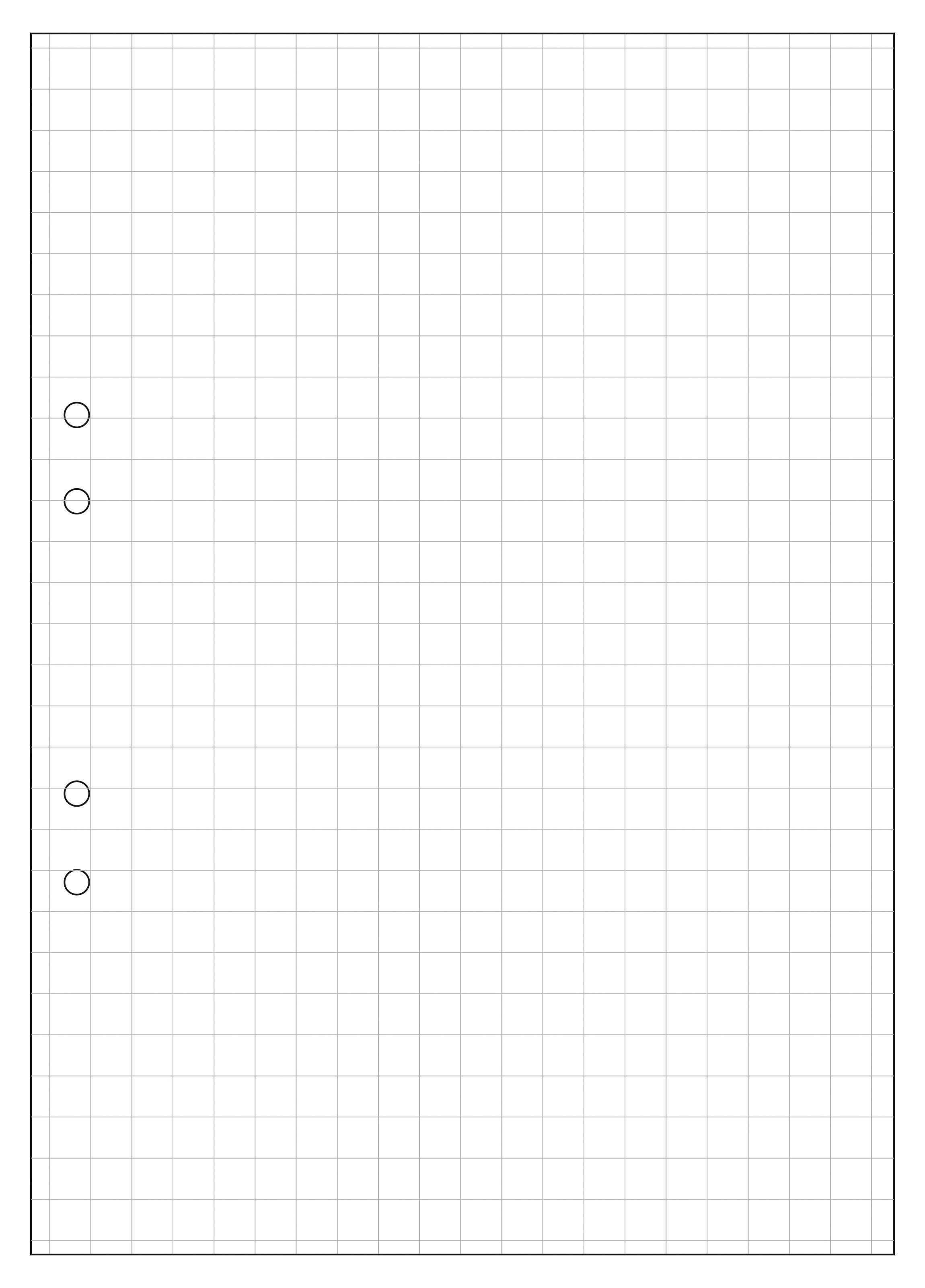 Lösblad A4, vitt 70g hålat papper, rutat 10x10mm