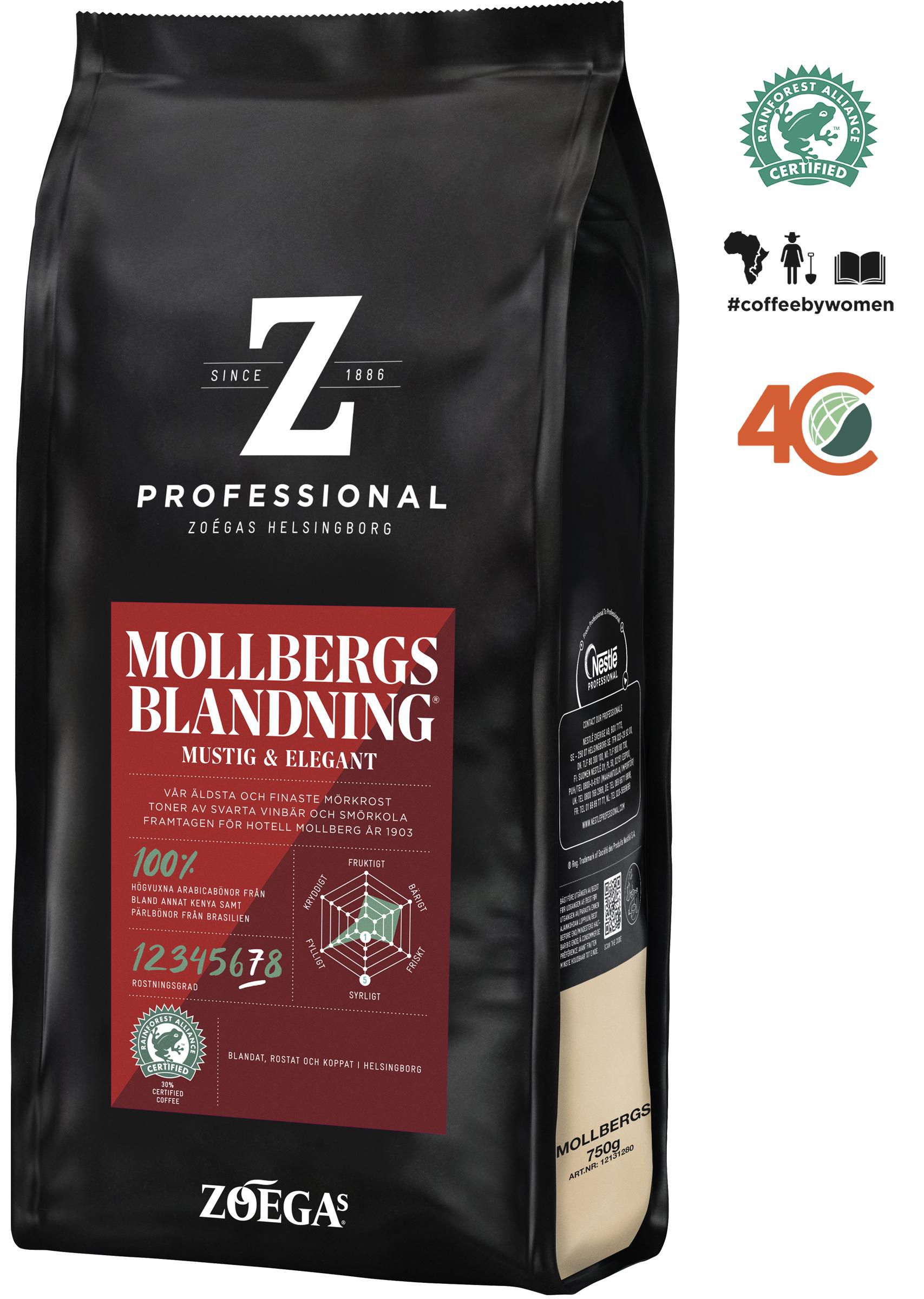 ZOEGAS Kaffe hela bönor Mollbergs 750g 750/fp