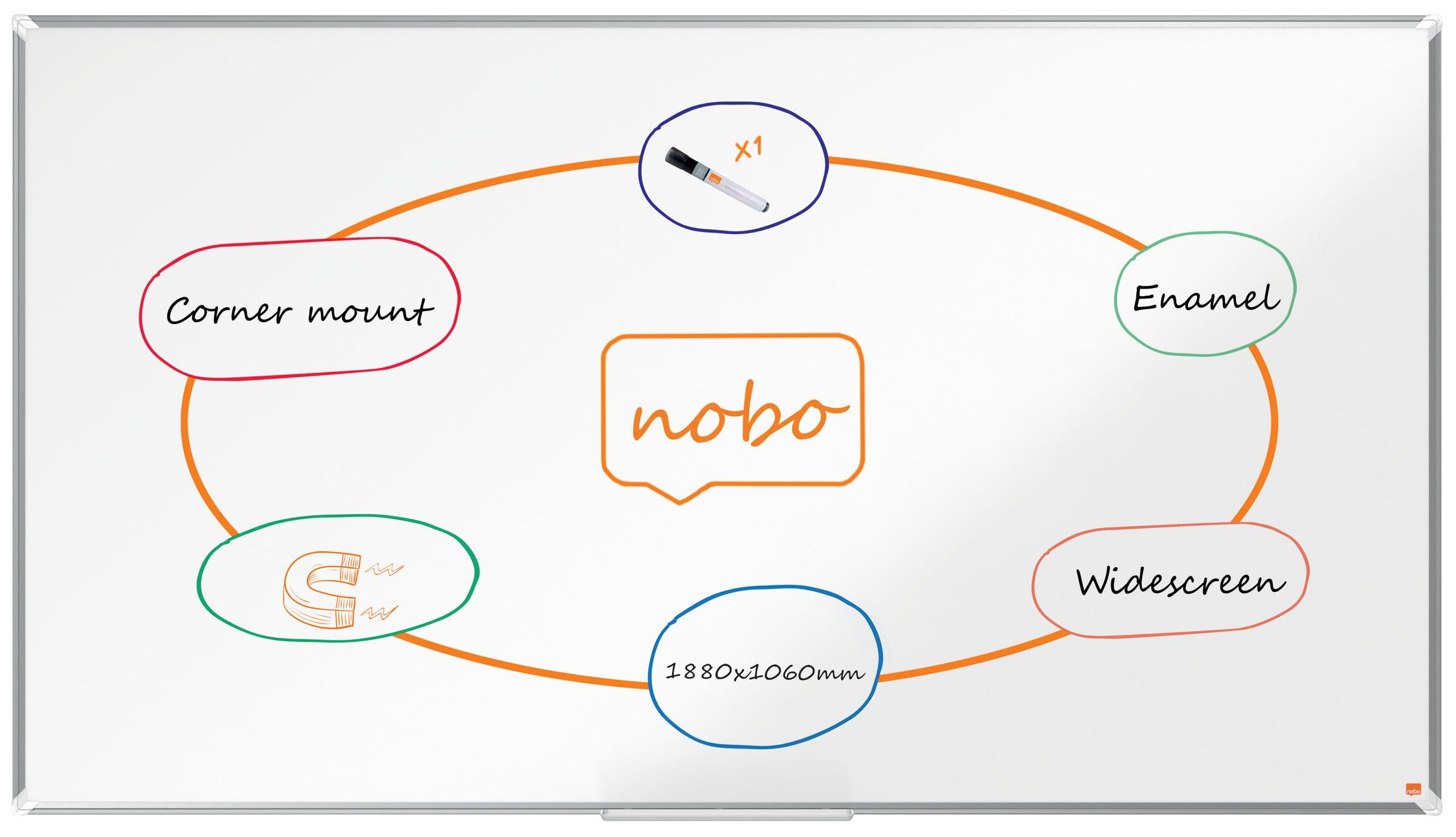 Nobo Whiteboardtavla premium emalj 85&apos;&apos;