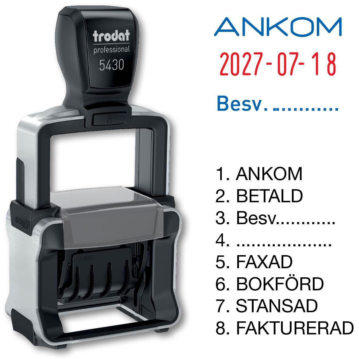 trodat Stämpel 5430/L Datum med standardtexter
