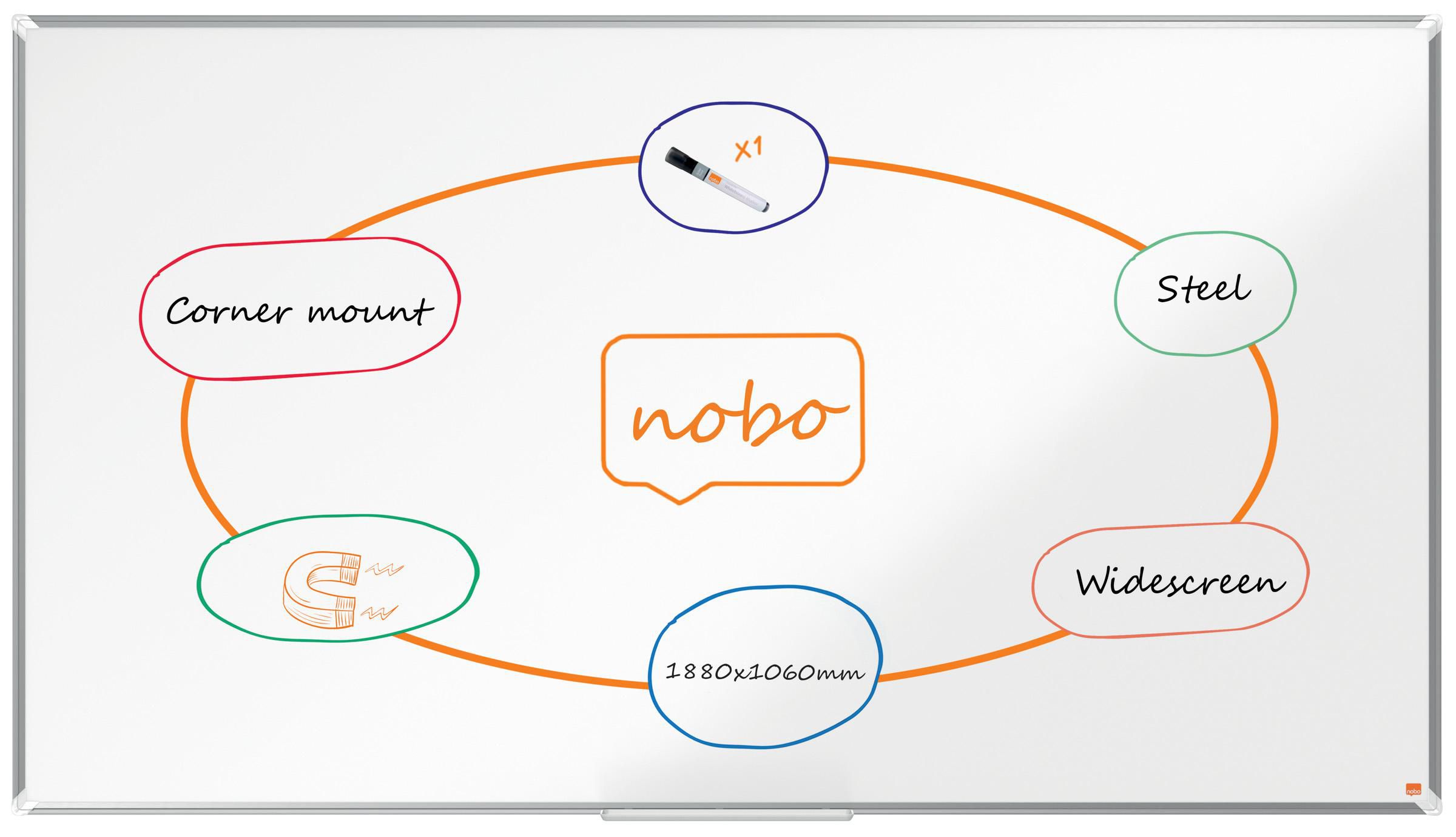 Nobo Whiteboardtavla premium stål 85&apos;&apos;