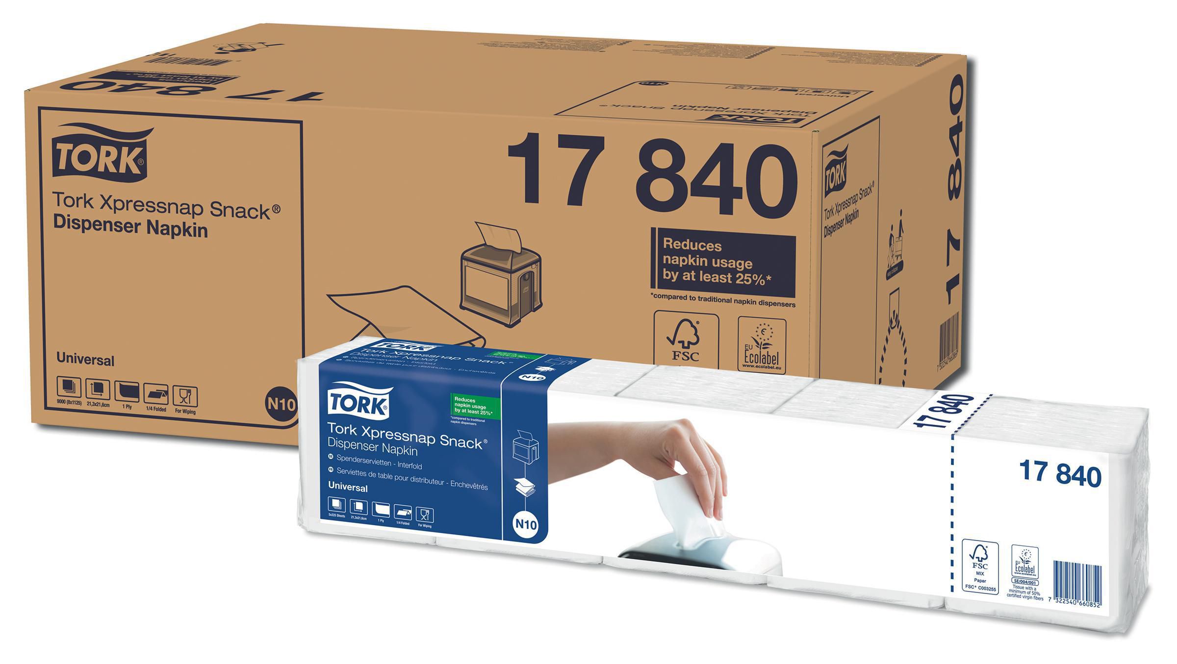 Tork Servett N10 1-lagers präglad ¼-vikt 21,6 cm vit 1125/fp