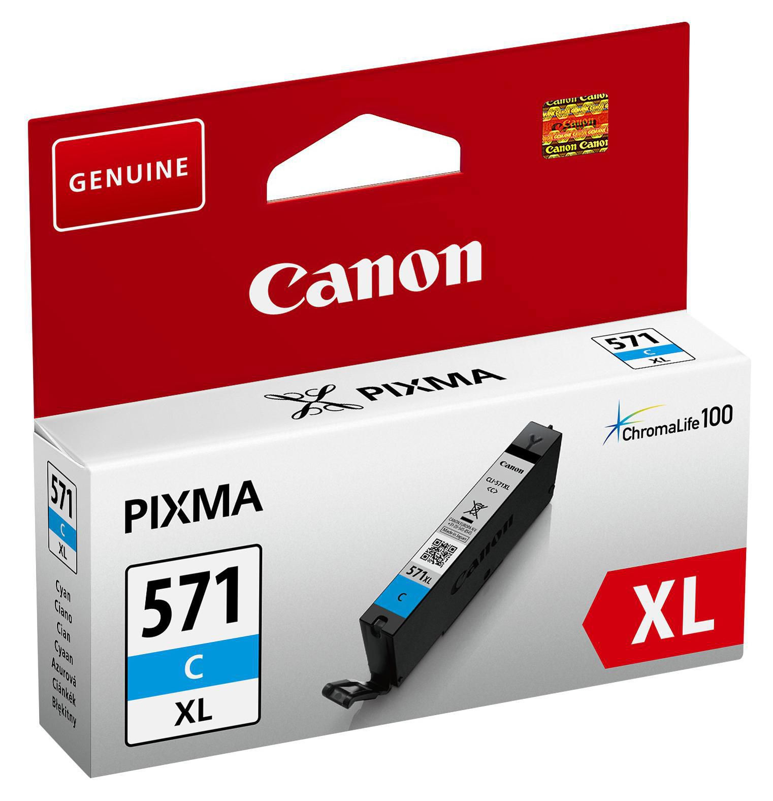 Produktfoto för Canon Bläckpatron CLI-571C XL (0332C001), cyan, singelpack, hög kapacitet