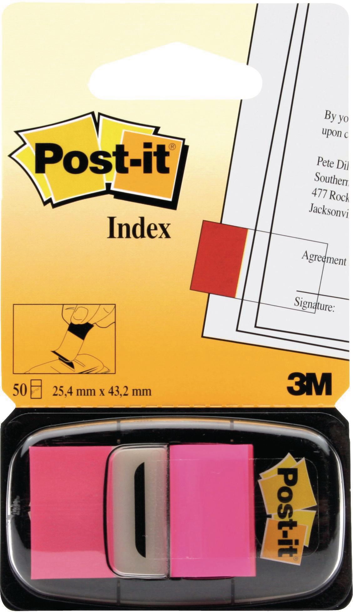 Post-it® Indexflikar, medium 25,4 x 43,2 mm, klarrosa, 680-21
