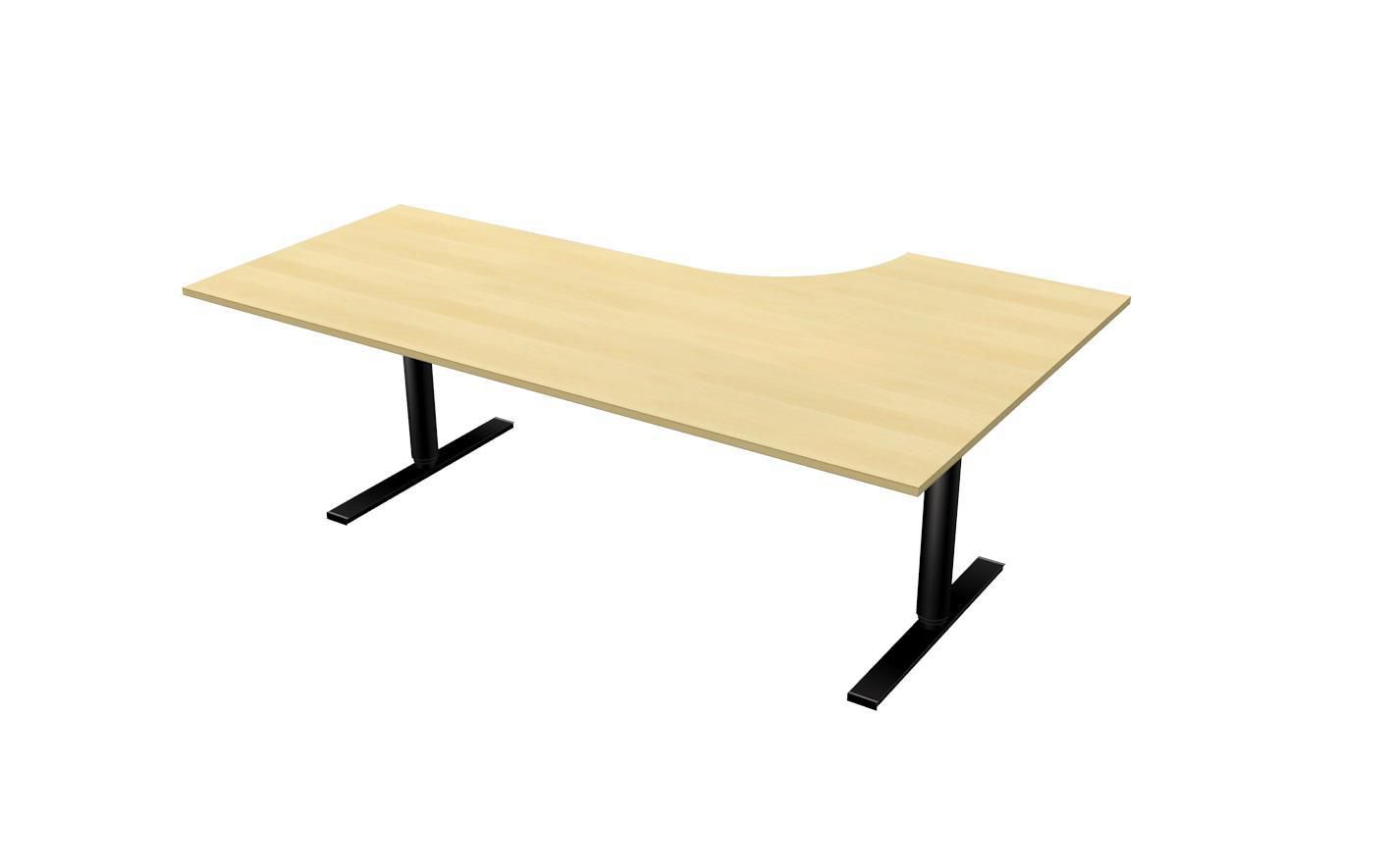 LANAB DESIGN Skrivbord El V 2x1,2x0,8x0,6m björkfa/svart