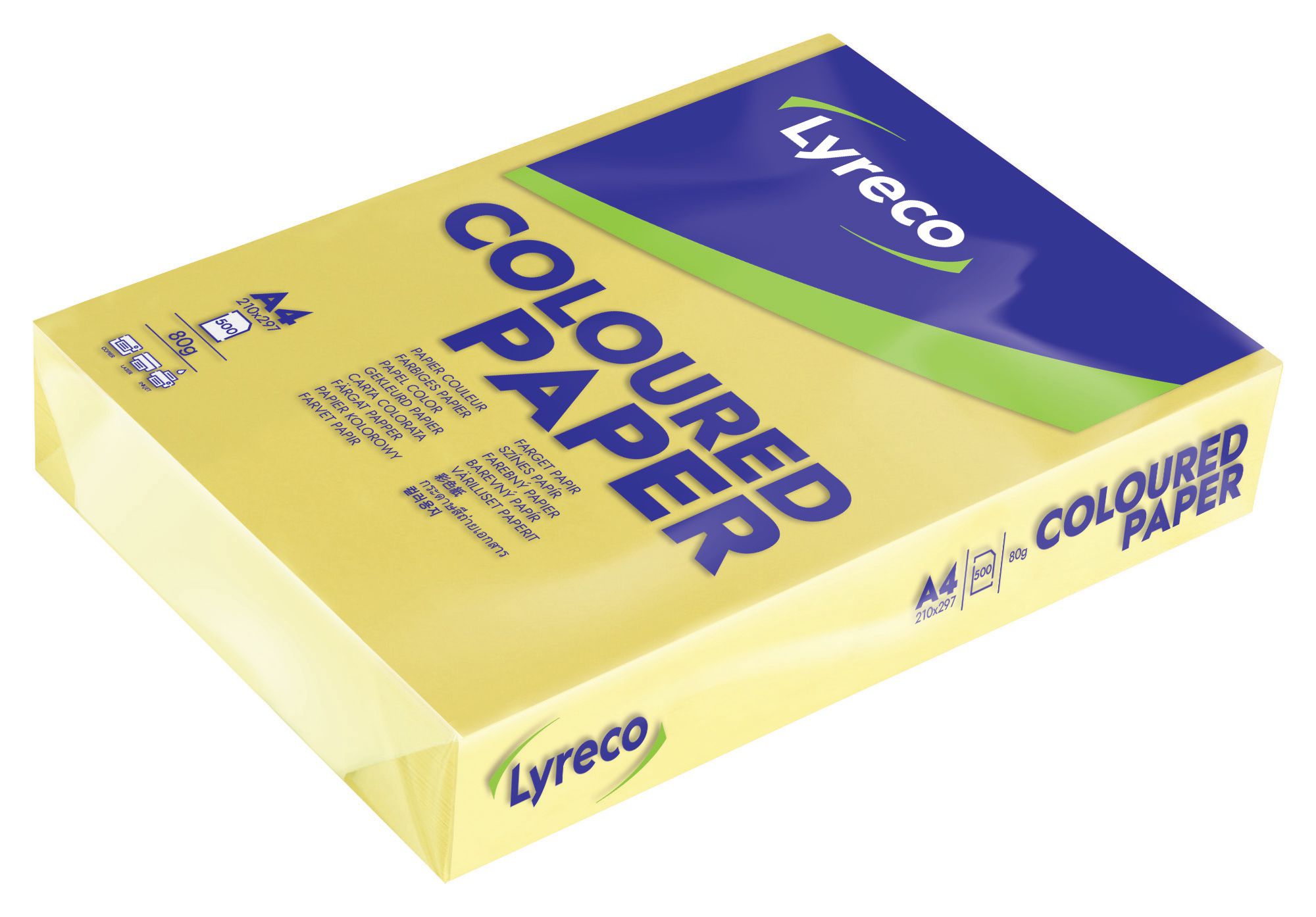 Lyreco Kopieringspapper A4 80g ohålat citrongul