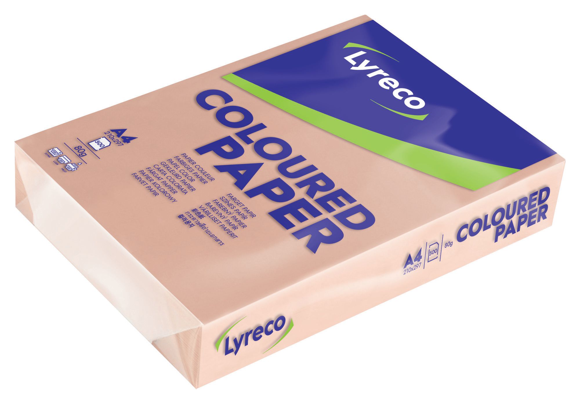 Lyreco Kopieringspapper A4 80g ohålat laxrosa