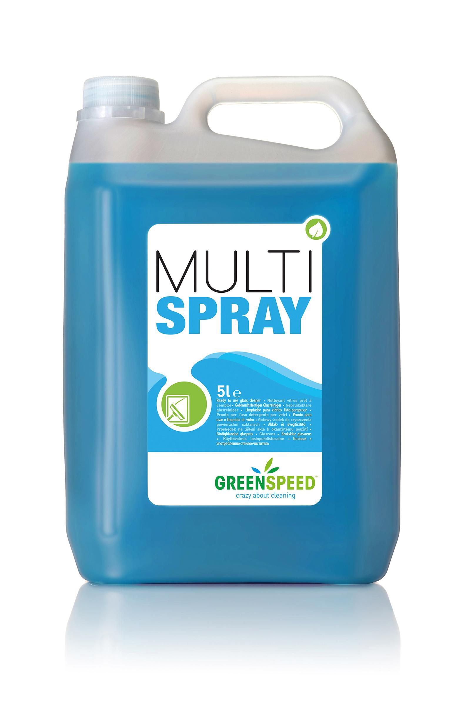 GREENSPEED Fönsterputs, Multispray, citrus, blå vätska, 5l dunk