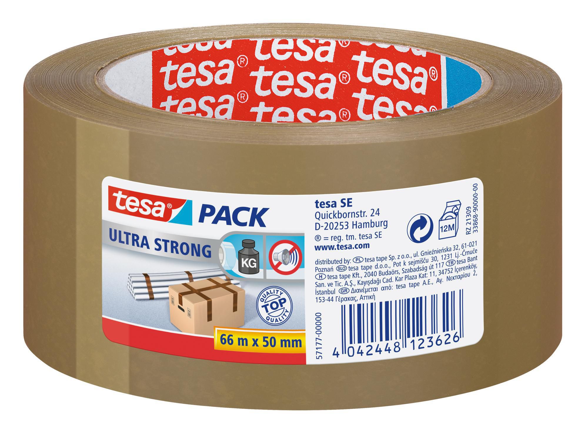 Produktfoto för tesa® Packtejp Ultra Strong 50mmx66m brun