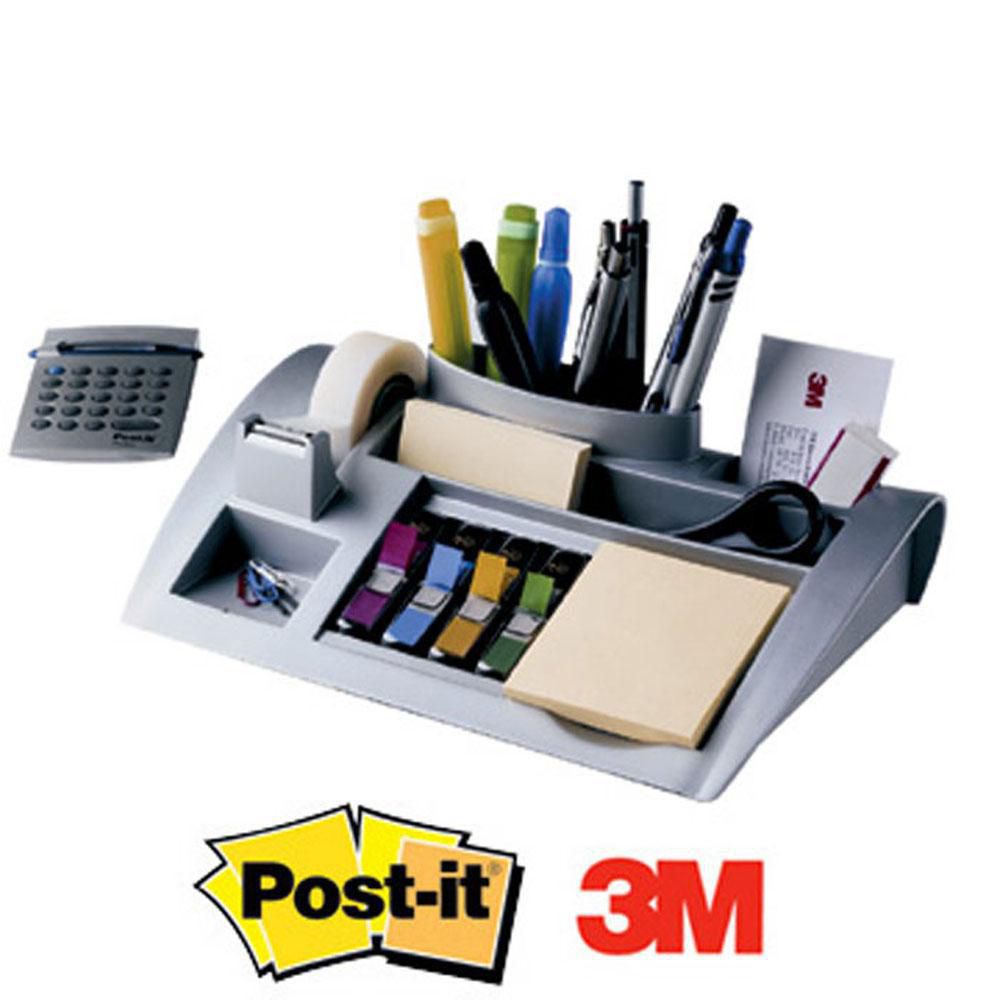 Post-it® C50 skrivbordsorganiserare + genomskinlig Magic™-tejp på 19 mm x 33 m + små indexflikar i blandade färger + notislappar från Canary Yellow™