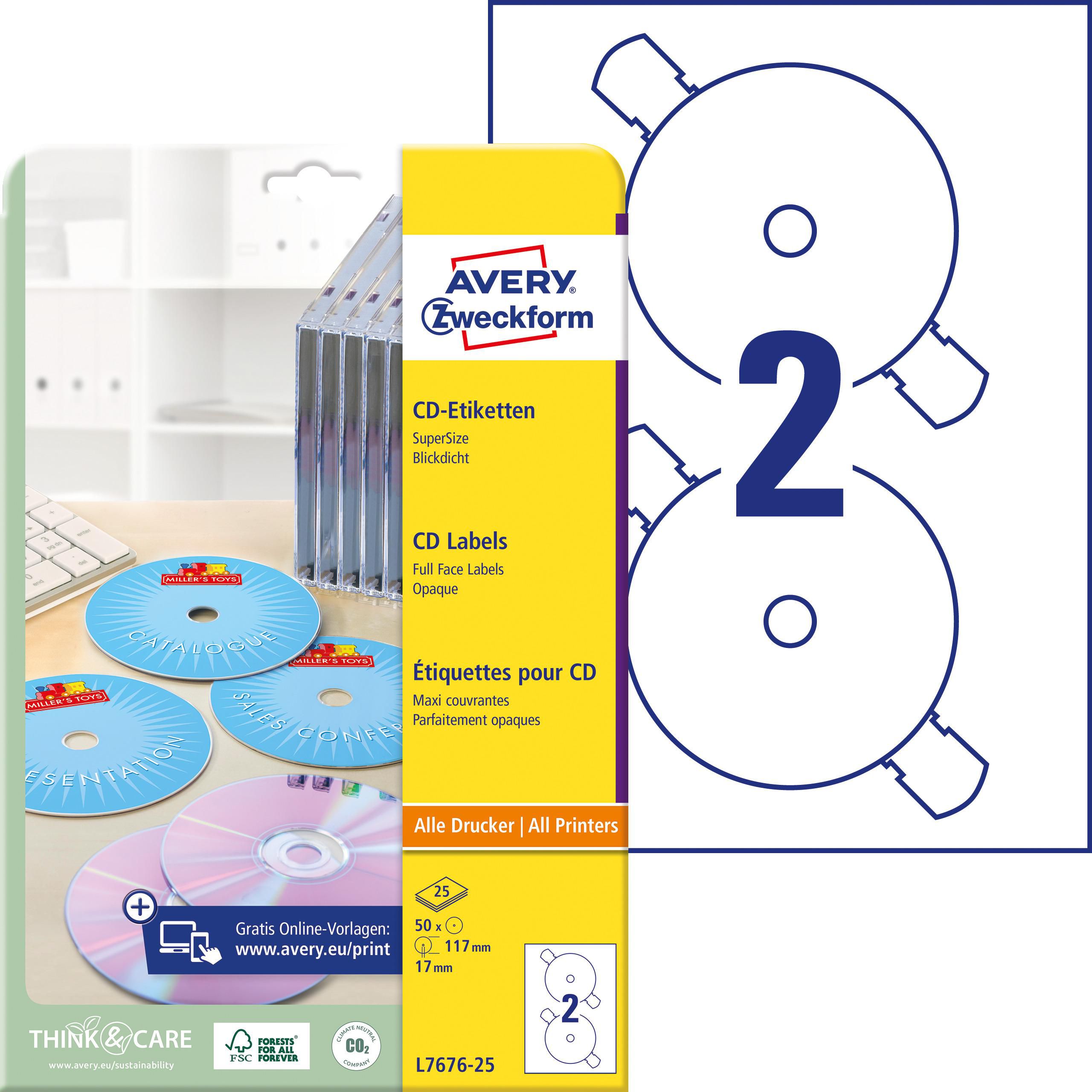 Avery Etikett CD laser/inkjet 50/fp