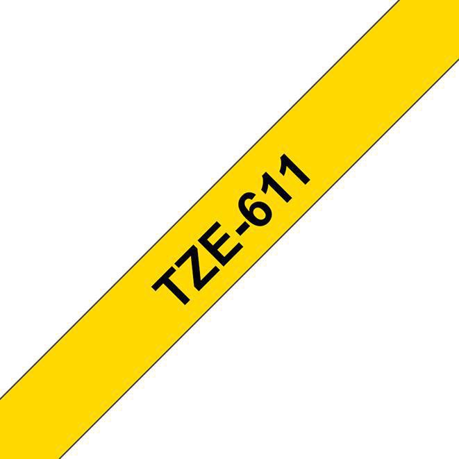 Brother Tape TZE611 6mm svart på gul